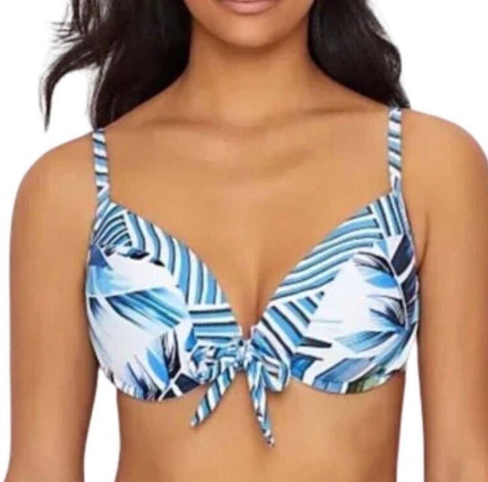La Blanca Too Cool UW Push Up Palm Tree Print Bikini Top 6 NWT